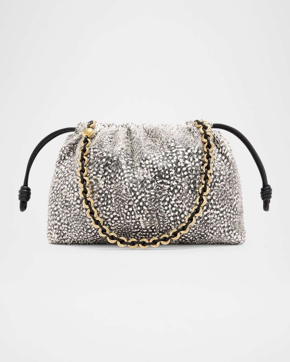 Flamenco Medium Shoulder Bag in Feathered Leather